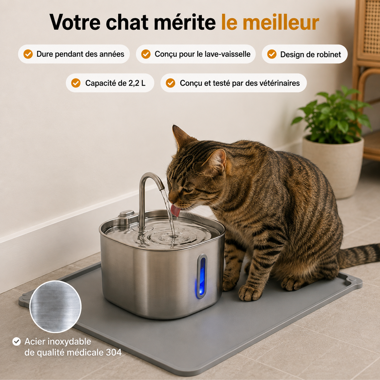 Abreuvoir pour chat - 2.2 Litres